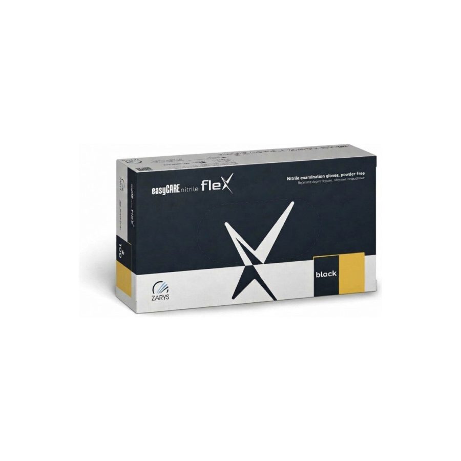 easyCARE nitrile flex Melni elastīgie nitrila diagnostikas cimdi bez pūdera (100 gab.)