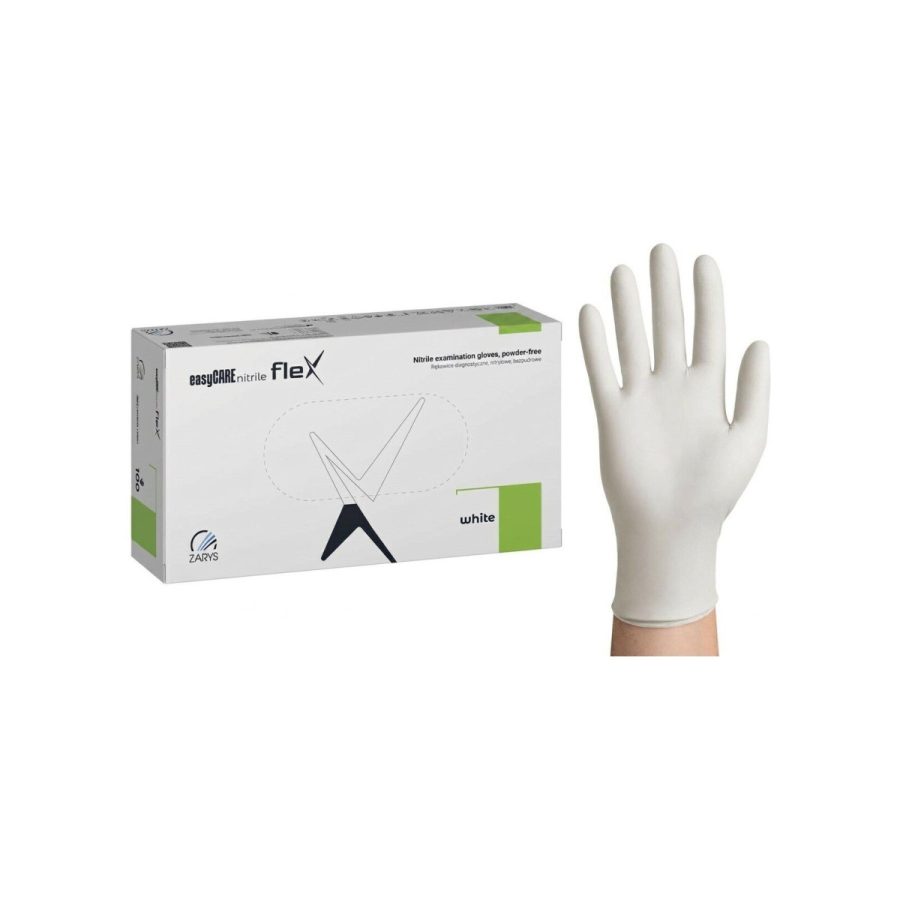 easyCARE nitrile flex BALTI elastīgie nitrila diagnostikas cimdi bez pūdera (100 gab.) easyCARE nitrile flex BALTI elastīgie nitrila diagnostikas cimdi bez pūdera (100 gab.)