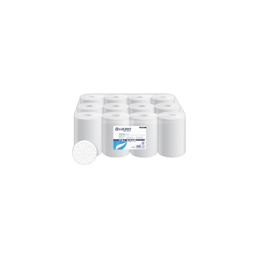 Lucart Strong 14 CF papīra roku dvieļi ruļļos ar centra padevi (2 sl., 55 m), 12 ruļļi