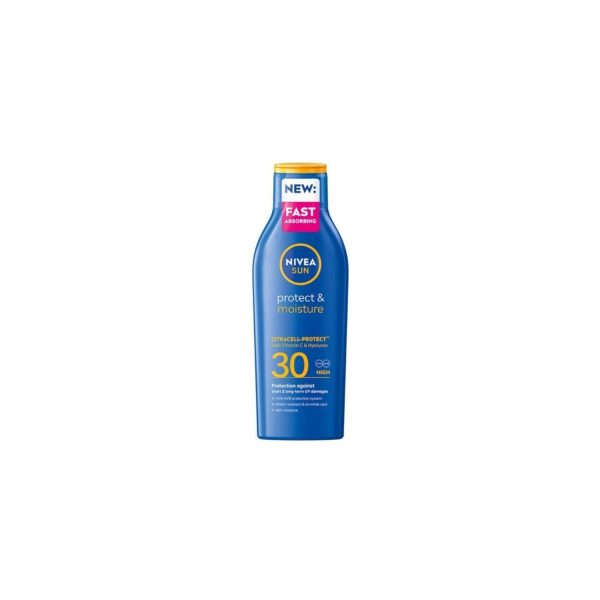 NIVEA SUN Protect&Moisture SPF30 mitrinošs losjons aizsardzībai pret sauli, 200 ml