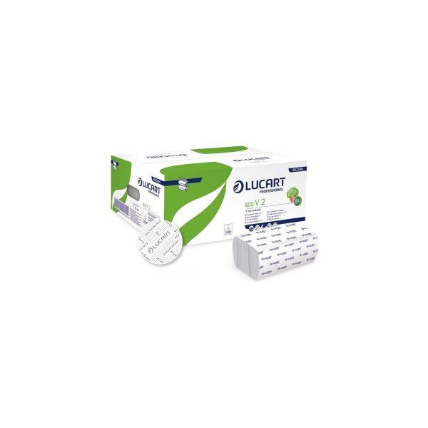 Lucart ECO V 2 papīra roku dvieļi loksnēs (V-locījums, 2 sl.), 20 iepakojumi