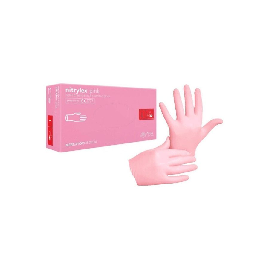 Rozā nitrylex classic Nitrila cimdi, bez pūdera N100 Rozā nitrylex classic Nitrila cimdi, bez pūdera N100