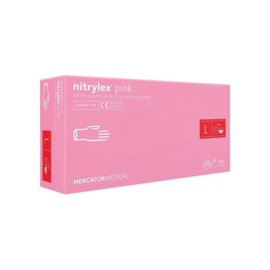 Rozā nitrylex classic Nitrila cimdi, bez pūdera N100 Rozā nitrylex classic Nitrila cimdi, bez pūdera N100